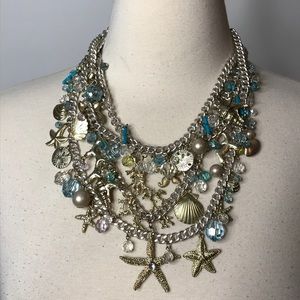 Nautical 4 Strand Statement Necklace Beaded